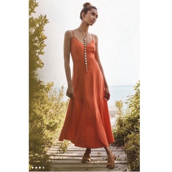 Anthropologie Dresses & Skirts - Anthropologie HD in Paris Sassafras Slip Maxi Dress Orange fall modal long strap